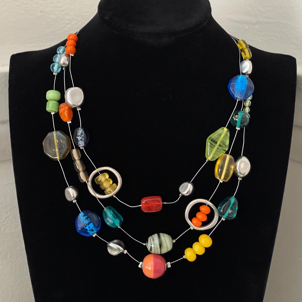 Chicos Multicolor Glass Beaded Necklace